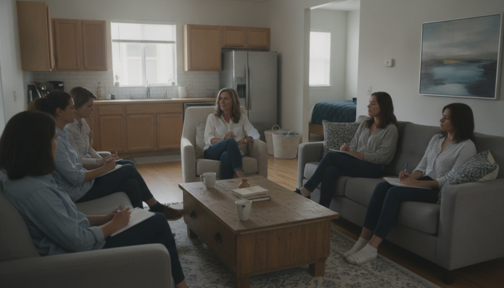 How Much Does Sober Living Cost? 2026 Price Guide & Insurance 1 Structured sober living support meeting in shared residence