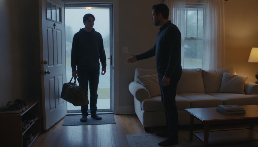 How Long Do You Stay in Sober Living? Timelines Explained 1 Resident with duffel bag at sober living doorway considering early departure risk