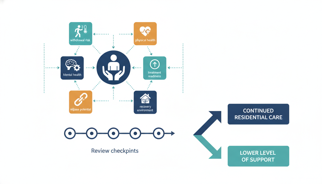 ASAM dimensions and concurrent review process for residential SUD treatment