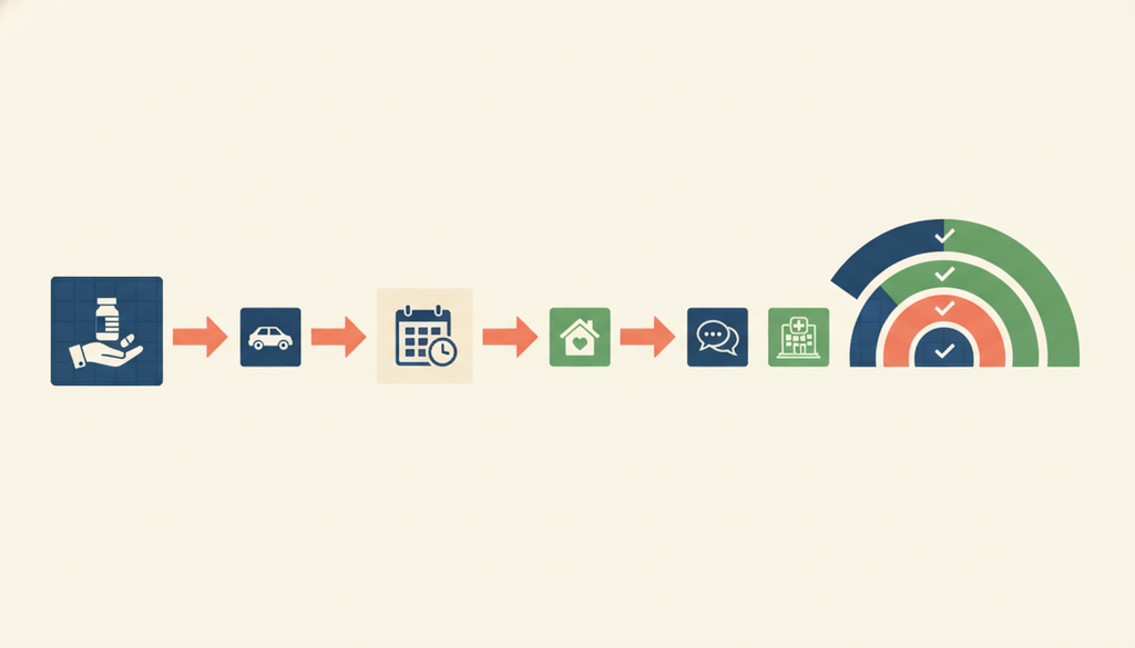Post-rehab continuing care plan for medication, housing, follow-up, and outpatient treatment