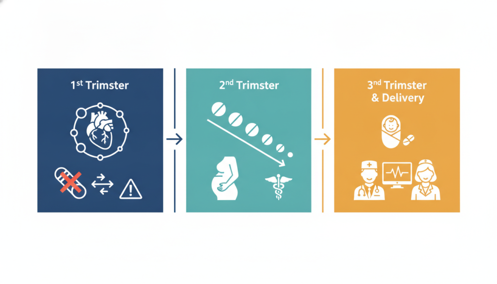 Taking Xanax While Pregnant or Breastfeeding: The Risks 2 Pregnancy trimester infographic showing alprazolam risks, tapering, and newborn monitoring