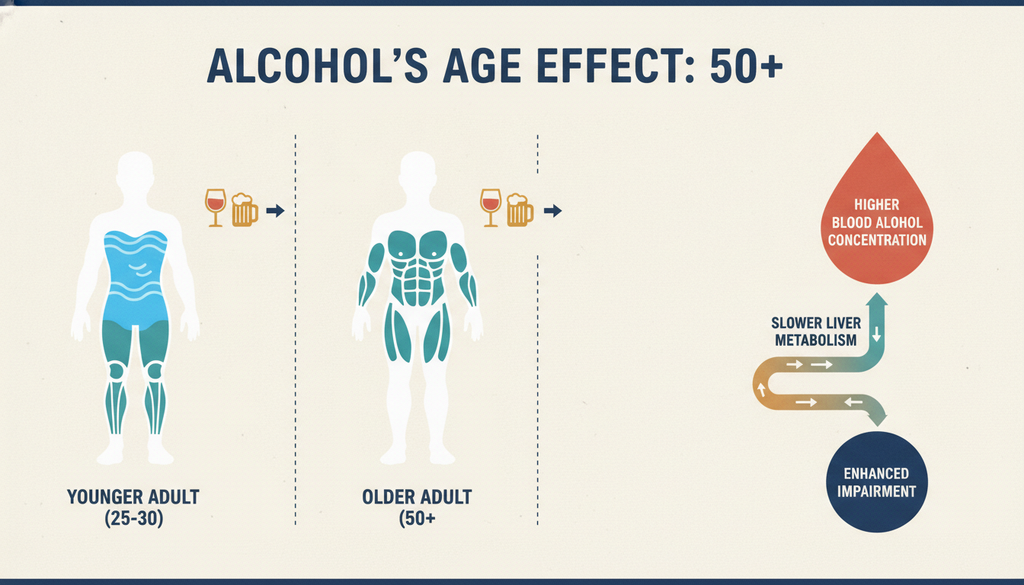 Alcohol and Aging: Why Your Tolerance Drops After 50 1 Infographic showing why alcohol affects older adults more strongly after 50